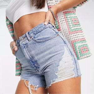 TOPSHOP A-LINE MOM RIP IN DESTROYED SHORTS NEW